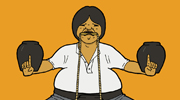 An illustration of Sammo Hung in his role as The Magnificent Butcher.