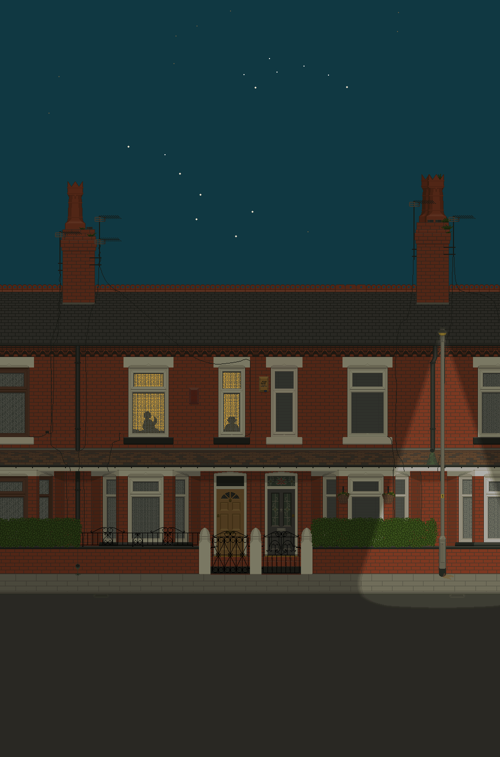 A pixel art illustration based on a terraced house in Salford.