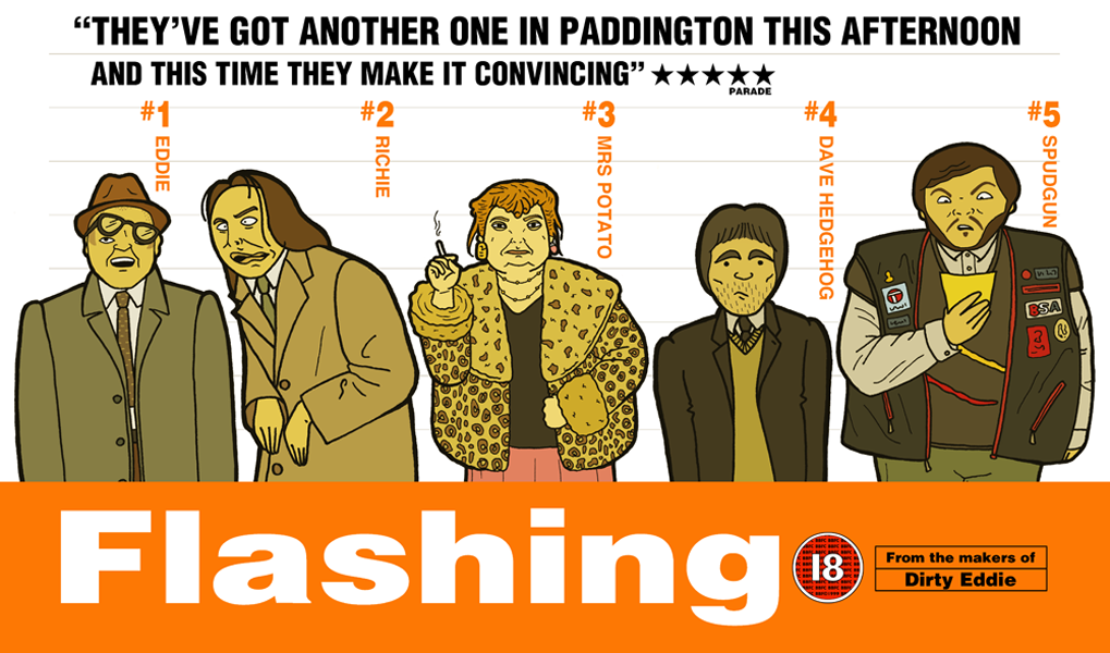 An illustration based on a crossover between the BBC comedy series Bottom, and the movie Trainspotting.