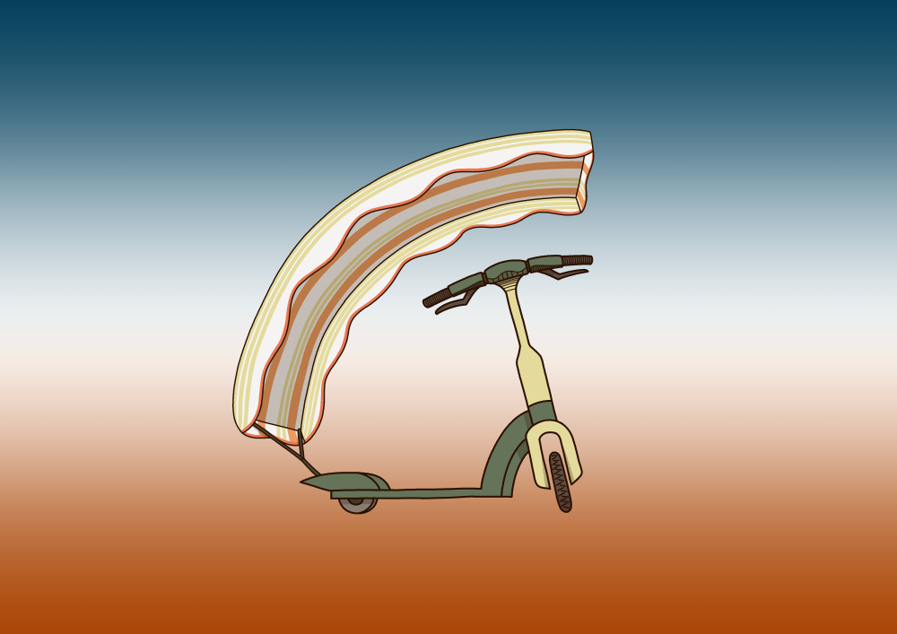 An illustration of the village scooter, in reference to the television drama series The Prisoner.